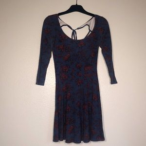 Navy Floral Long Sleeve Dress